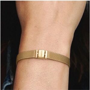 Pandora Gold Mesh Bracelet with Branded Clasp